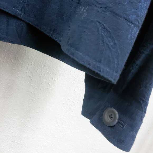 Coldwater Creek Women's Navy Embroidered Button Down Light Weight Coat Jacket - Picture 10 of 13